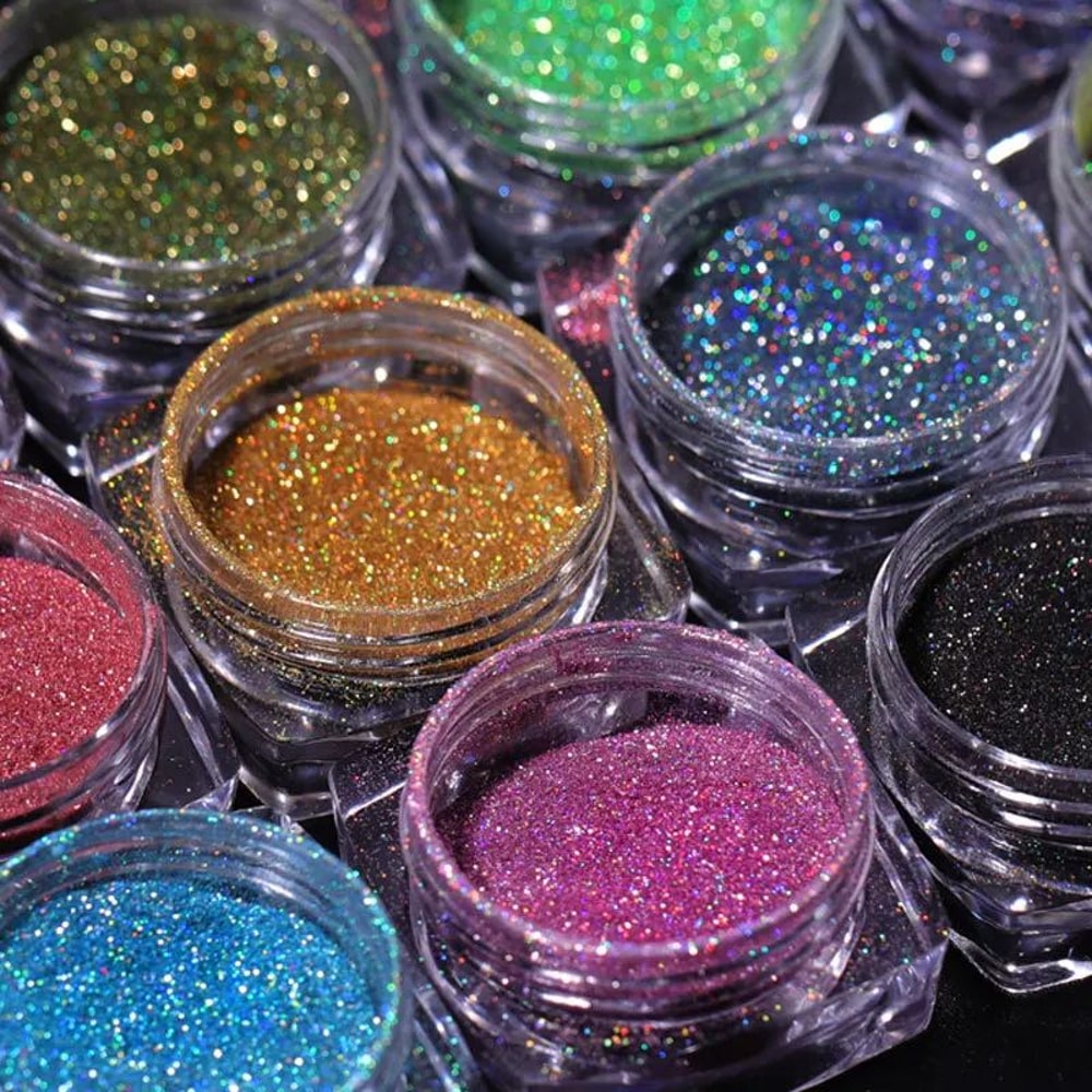 HoloShine 12Jar Nail Glitter Powder Set UltraFine Holographic Unicorn Mirror Pigment For DIY Manic 1
