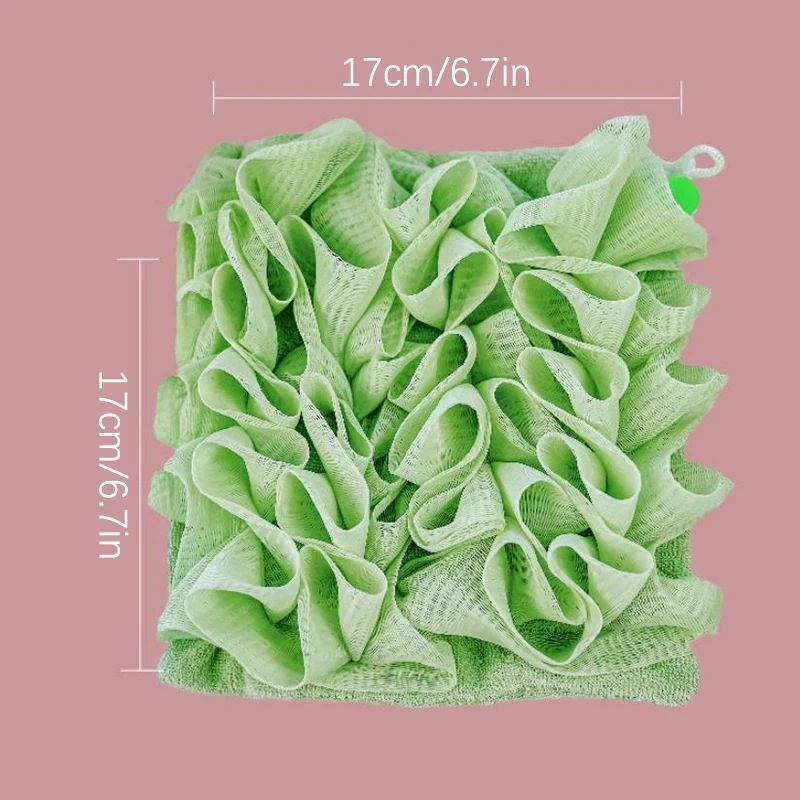 LuxeFoam 2in1 Bath Loofah Sponge Soft Exfoliating Mesh Shower Puff With Soap Drawstring 5