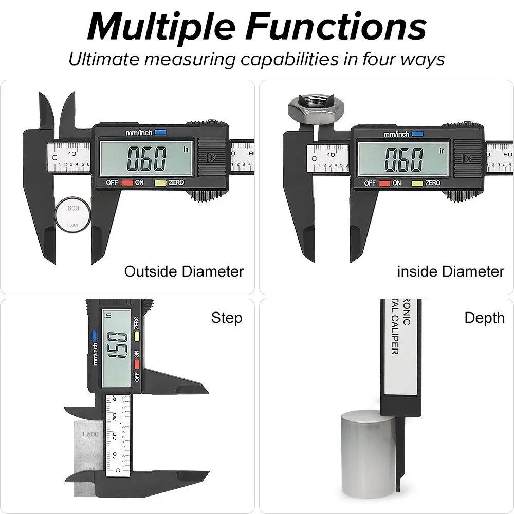 Precision Digital Caliper Carbon Fiber Gauge LCD Electronic Vernier Micrometer Ruler For Accurate 4