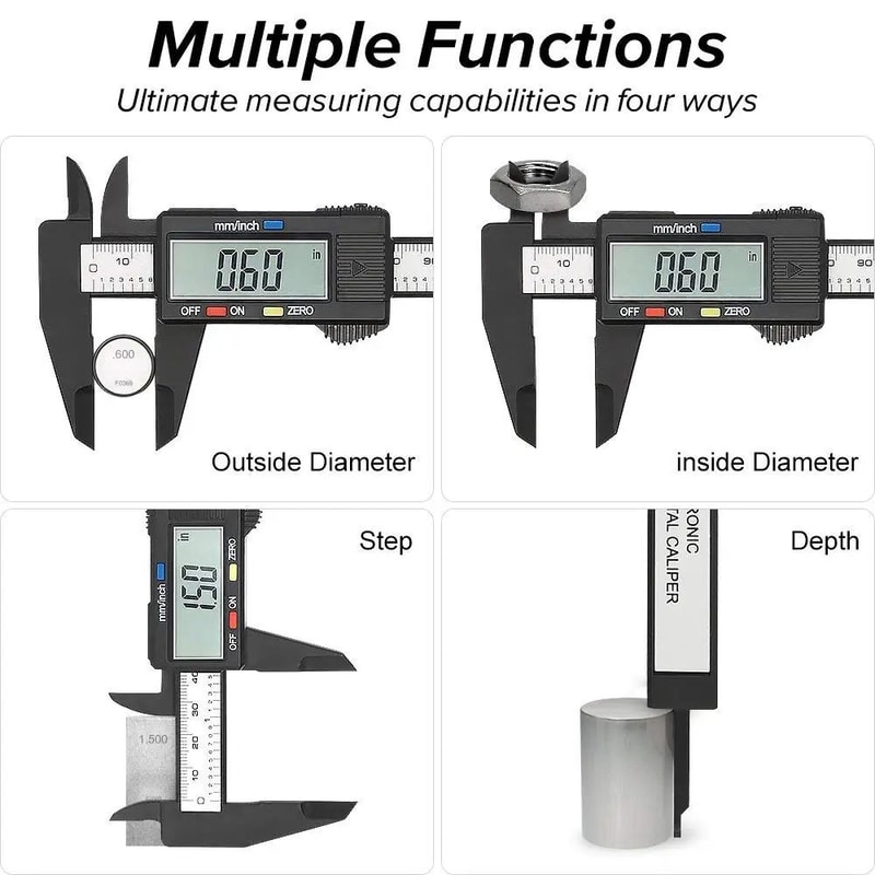 Precision Digital Caliper Carbon Fiber Gauge LCD Electronic Vernier Micrometer Ruler For Accurate 4