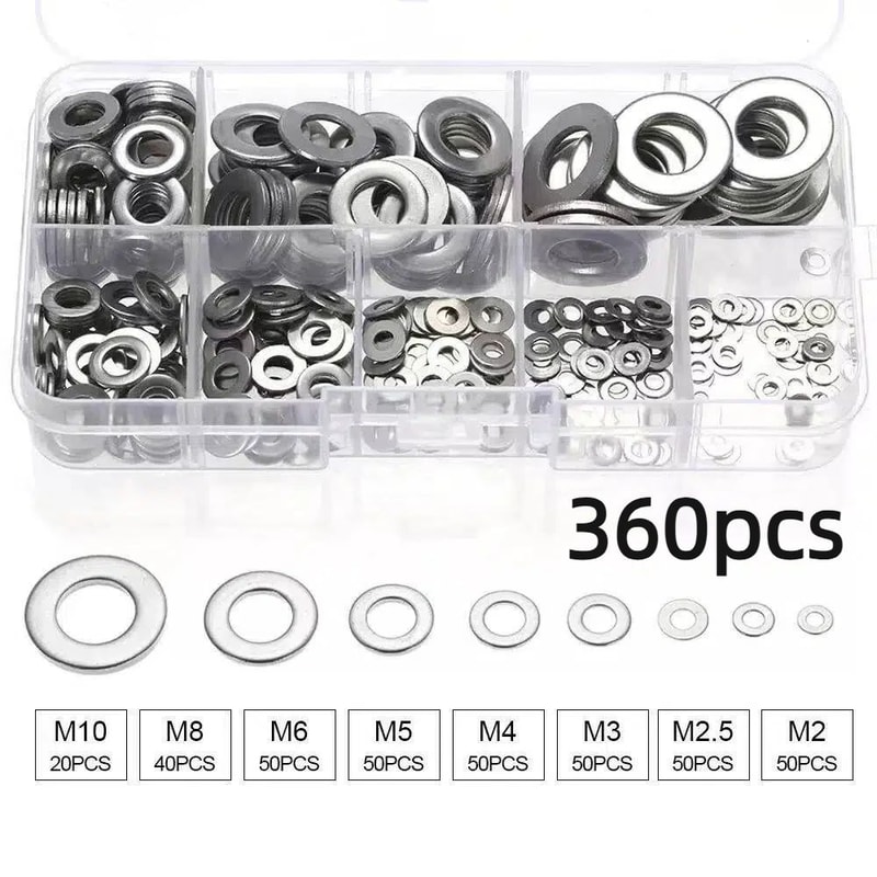 HeavyDuty 304 Stainless Steel Flat Washers Set RustResistant Metal Spacers For Secure Fastening L 4