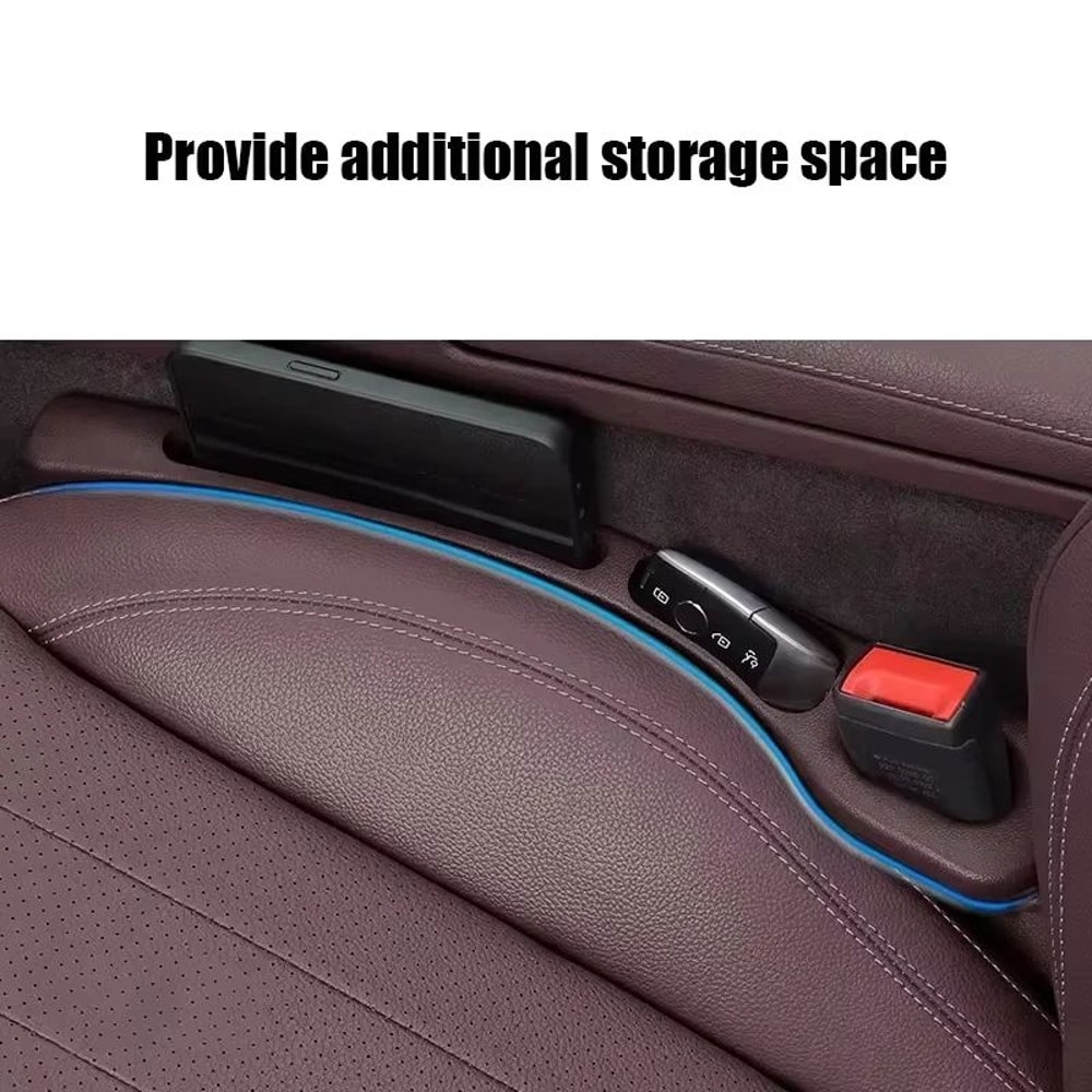 2pcs Car Seat Gap Filler Organizer Waterproof AntiDrop Seat Gap Plug With Dual Storage Grooves 4