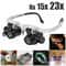 LED HeadMounted Magnifier Glasses Adjustable 8X15X23X Jewelry Watch Repair Loupe With Dual Lights 0