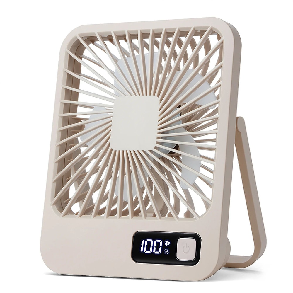 Portable USB Rechargeable Desk Fan 5Speed Ultra Quiet Folding Fan With Power Display 6