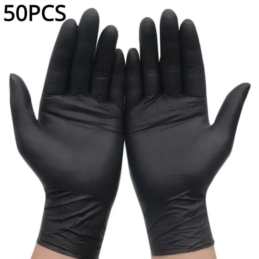 Black Nitrile Disposable Gloves Thickened Waterproof Cleaning Tattoo Hairdressing Gloves 7