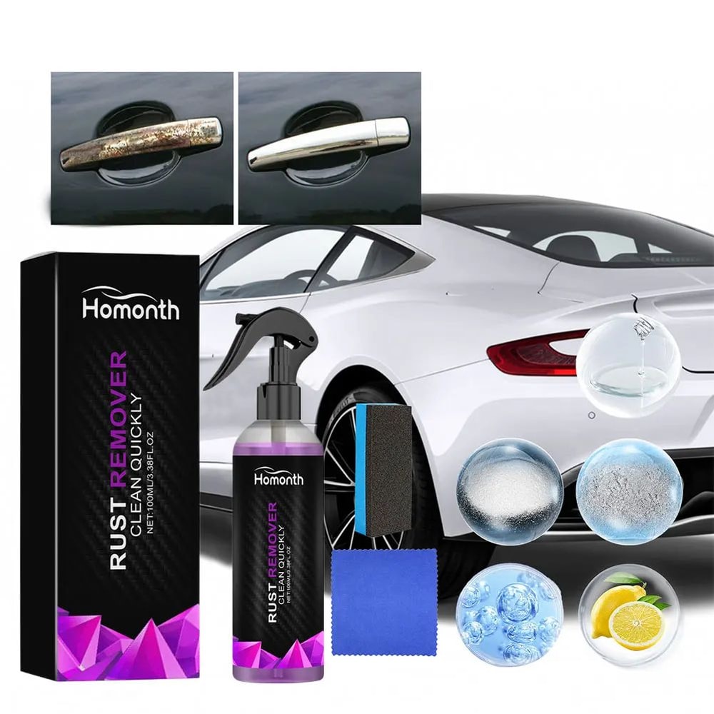 338 Oz Car Rust Remover Spray Iron Dust Cleaner PaintSafe Rust Inhibitor For Wheels Body 0