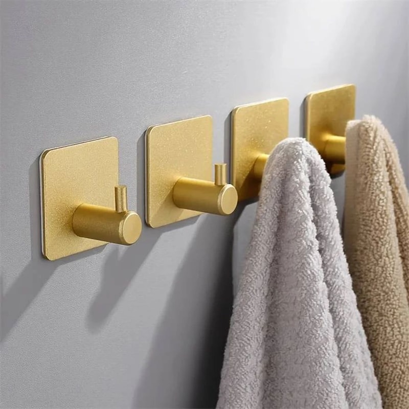 Modern Stainless Steel Adhesive Hooks HeavyDuty Wall Hooks For Bathroom Kitchen Home Storage 0