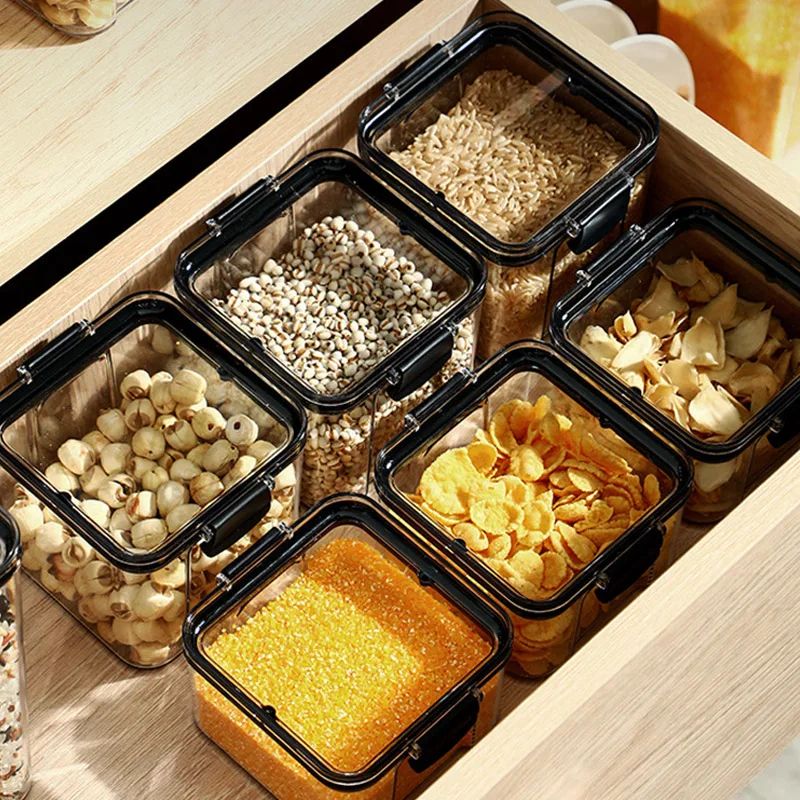 Stackable Airtight Kitchen Storage Containers Clear BPAFree Pantry Jars For Grains Tea Dry Food 2