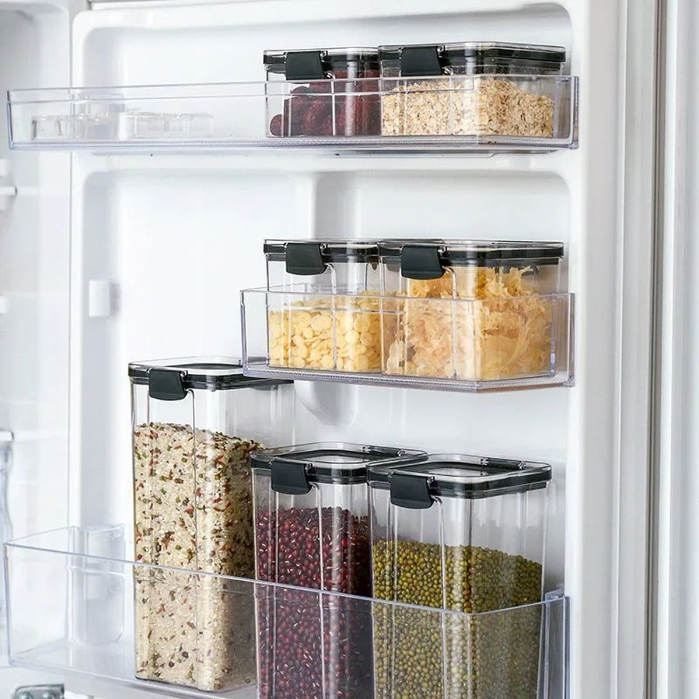 Stackable Airtight Kitchen Storage Containers Clear BPAFree Pantry Jars For Grains Tea Dry Food 4