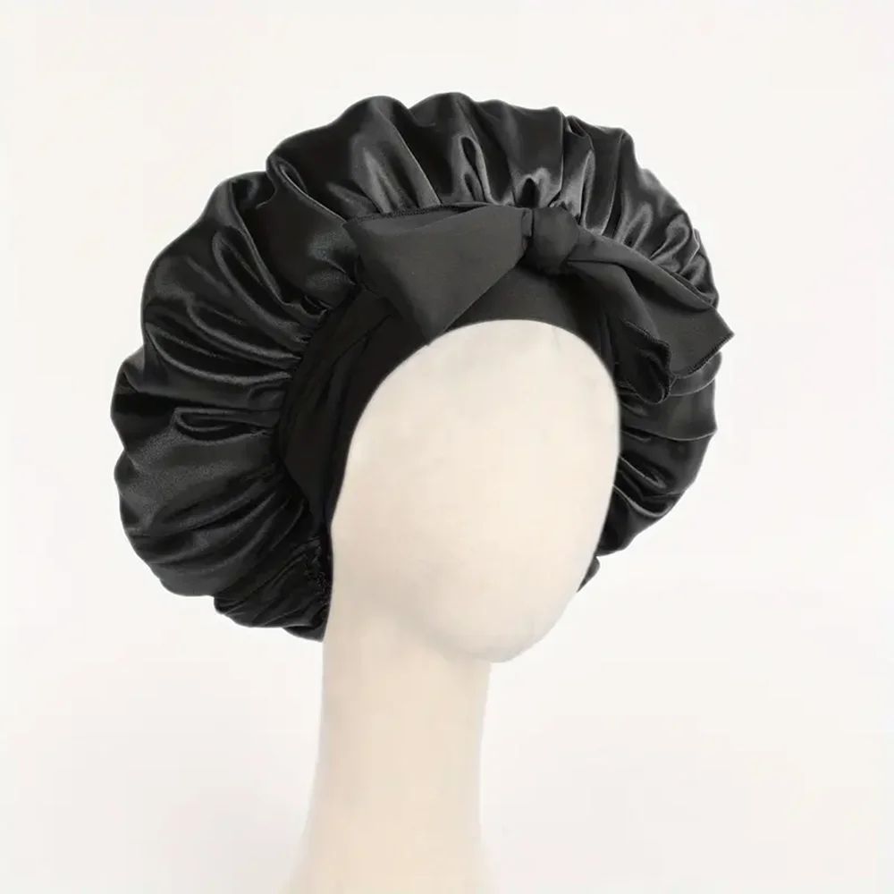 Adjustable Satin Silk Hair Bonnet Sleep Cap With Tie Band For Hair Protection Men Women 18