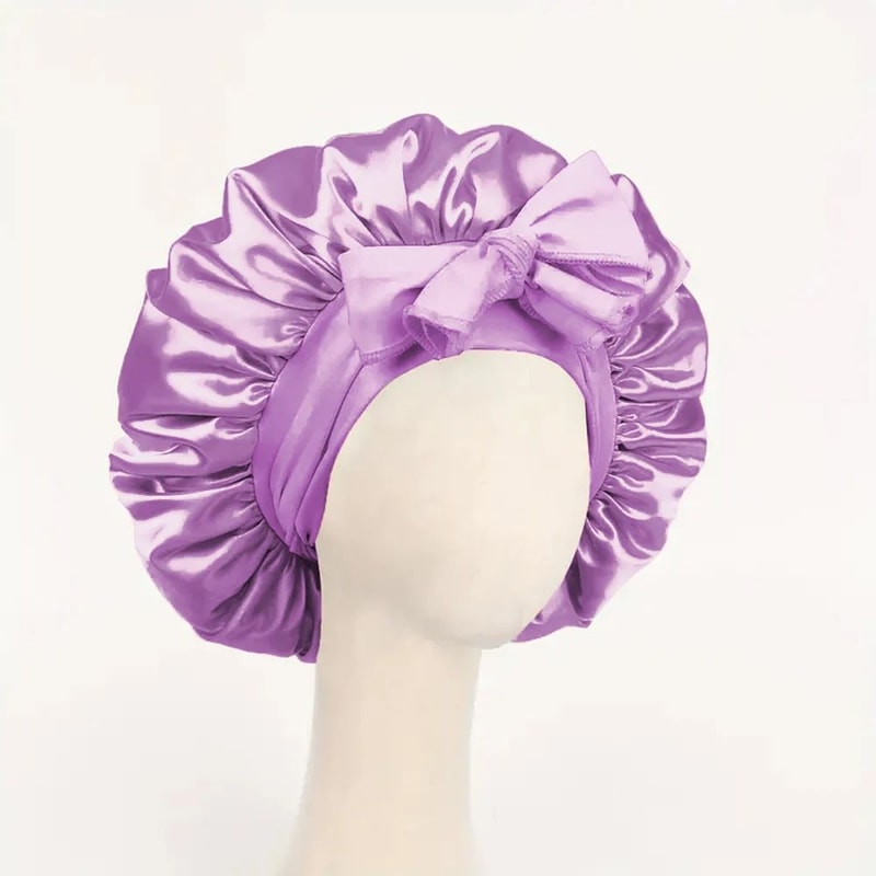 Adjustable Satin Silk Hair Bonnet Sleep Cap With Tie Band For Hair Protection Men Women 10