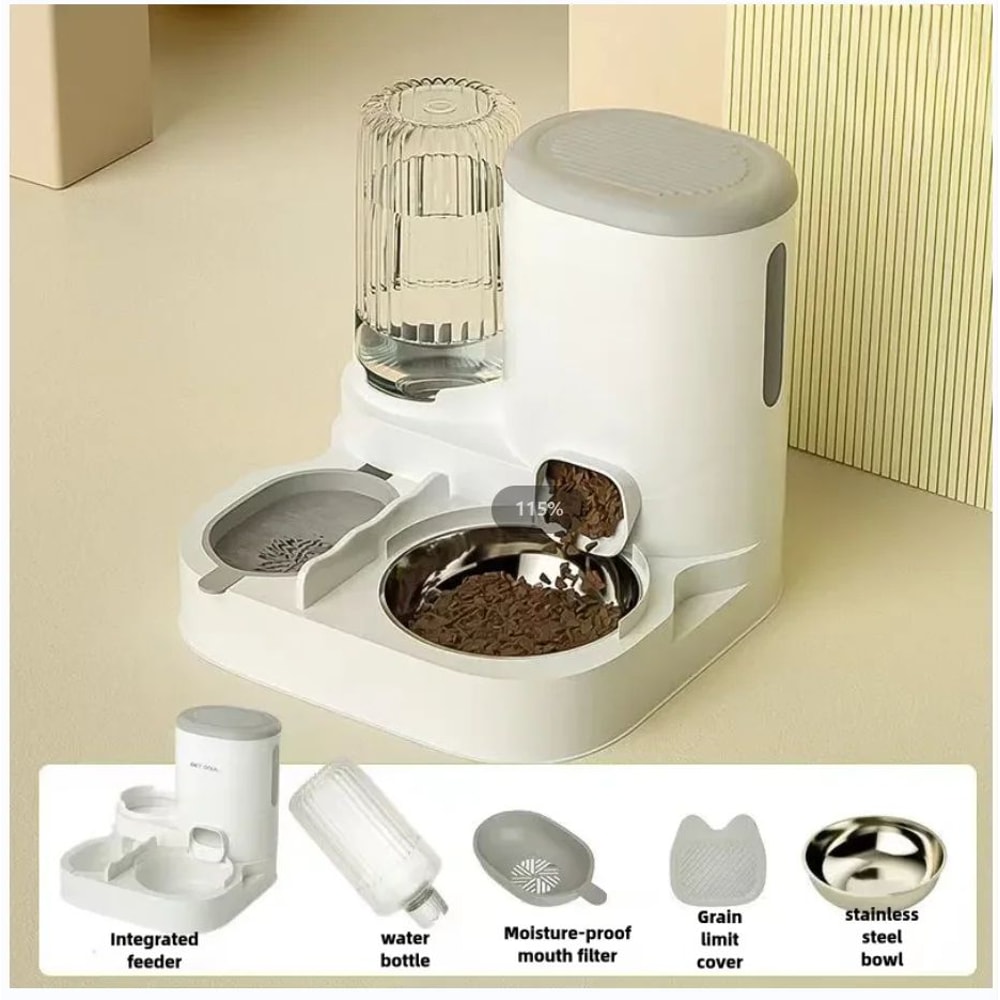 2in1 Automatic Pet Feeder Water Dispenser Gravity Cat Dog Bowl Food And Drinking Station 7