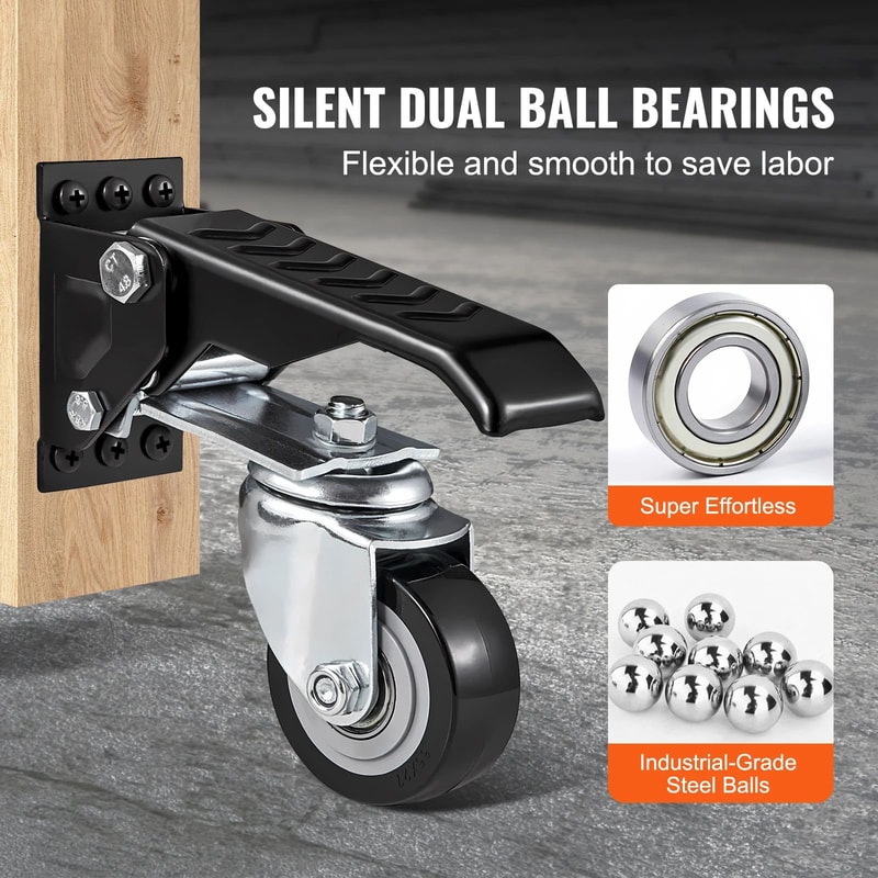 SucceBuy 4PCS Retractable Workbench Caster Wheels 165 Lbs Capacity 360 Swivel SideMounted Stepdown 1