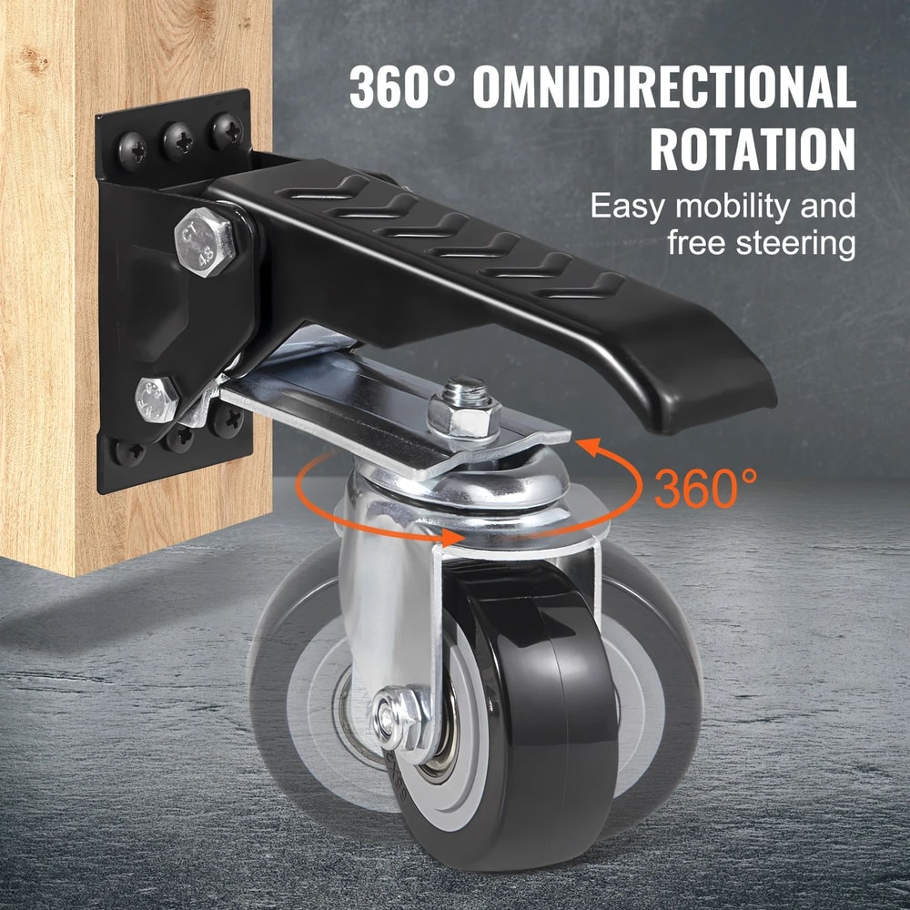SucceBuy 4PCS Retractable Workbench Caster Wheels 165 Lbs Capacity 360 Swivel SideMounted Stepdown 4
