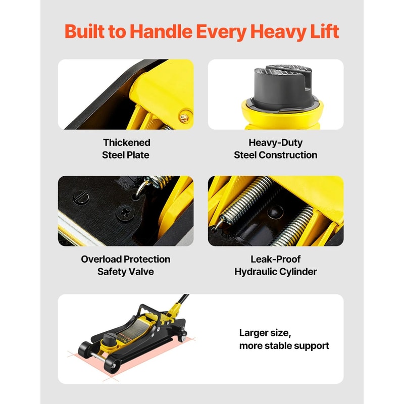 SucceBuy 25T Low Profile Hydraulic Floor Jack HeavyDuty Steel Pneumatic Jack With Single Piston Li 3