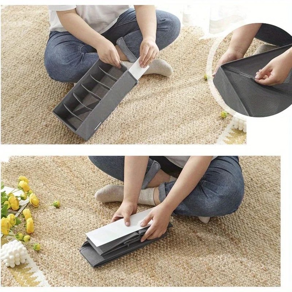 4pcs Foldable Drawer Organizer Set Closet Storage System For Bras Socks Ties 2