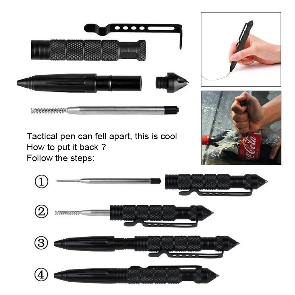 Multifunction Tactical Pen Self Defense Tool AntiSkid Emergency Glass Breaker Survival Pen For Eve 3