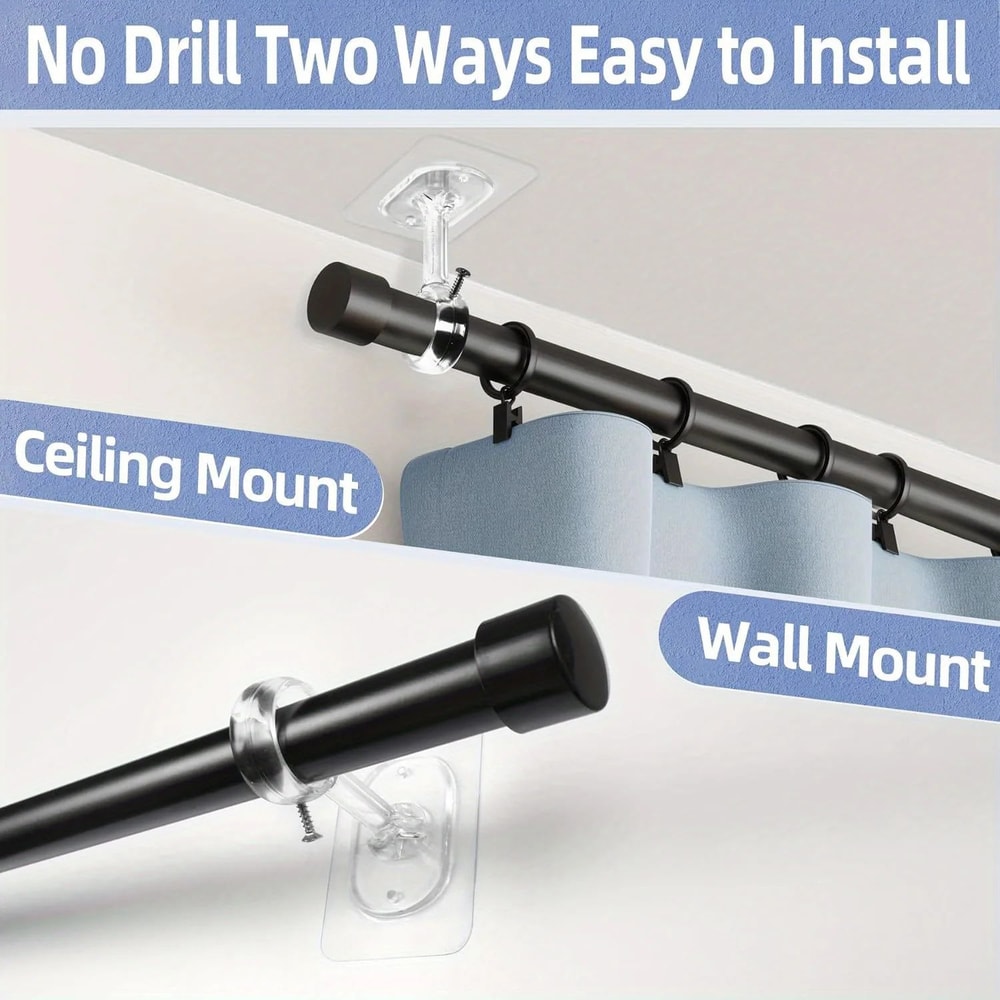 HeavyAdhesive Curtain Rod Brackets No Drill Adjustable Ceiling Mount Holders For 12in Curtain Rods 5