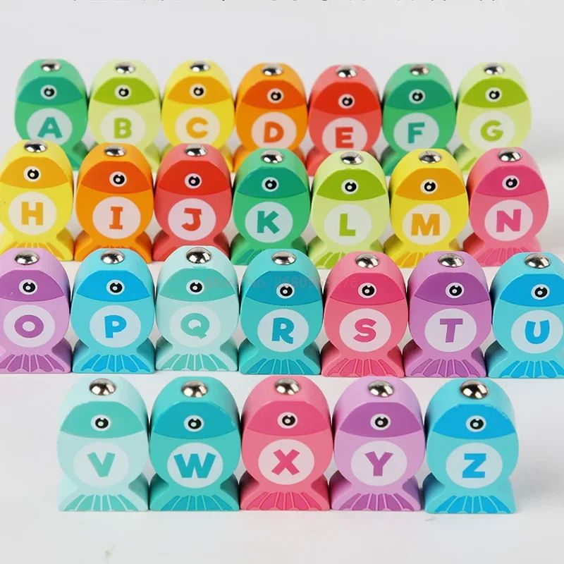 Wooden Montessori Fishing Toy Set Kids Number Alphabet Learning Game For Early Education Training 3