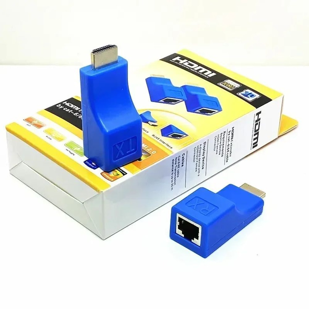 1080P4K HDMI Extender Over RJ45 9843ft CAT5e6 LAN Cable Adapter Video Signal Booster 0