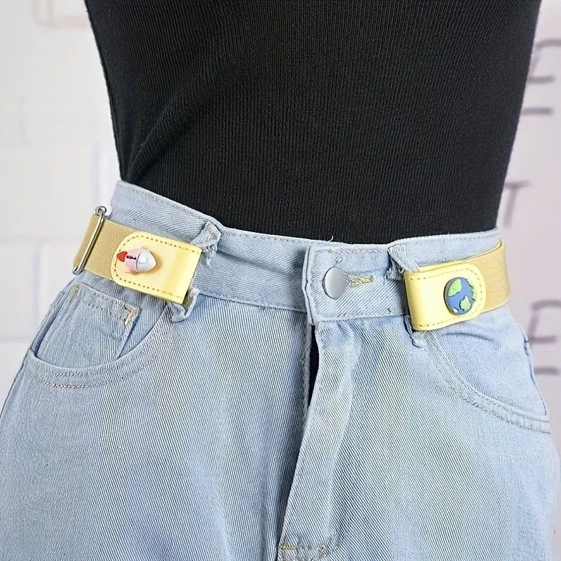 Lazy Buckle Stretch Belt Invisible Adjustable Elastic Jeans Belt For Women 2