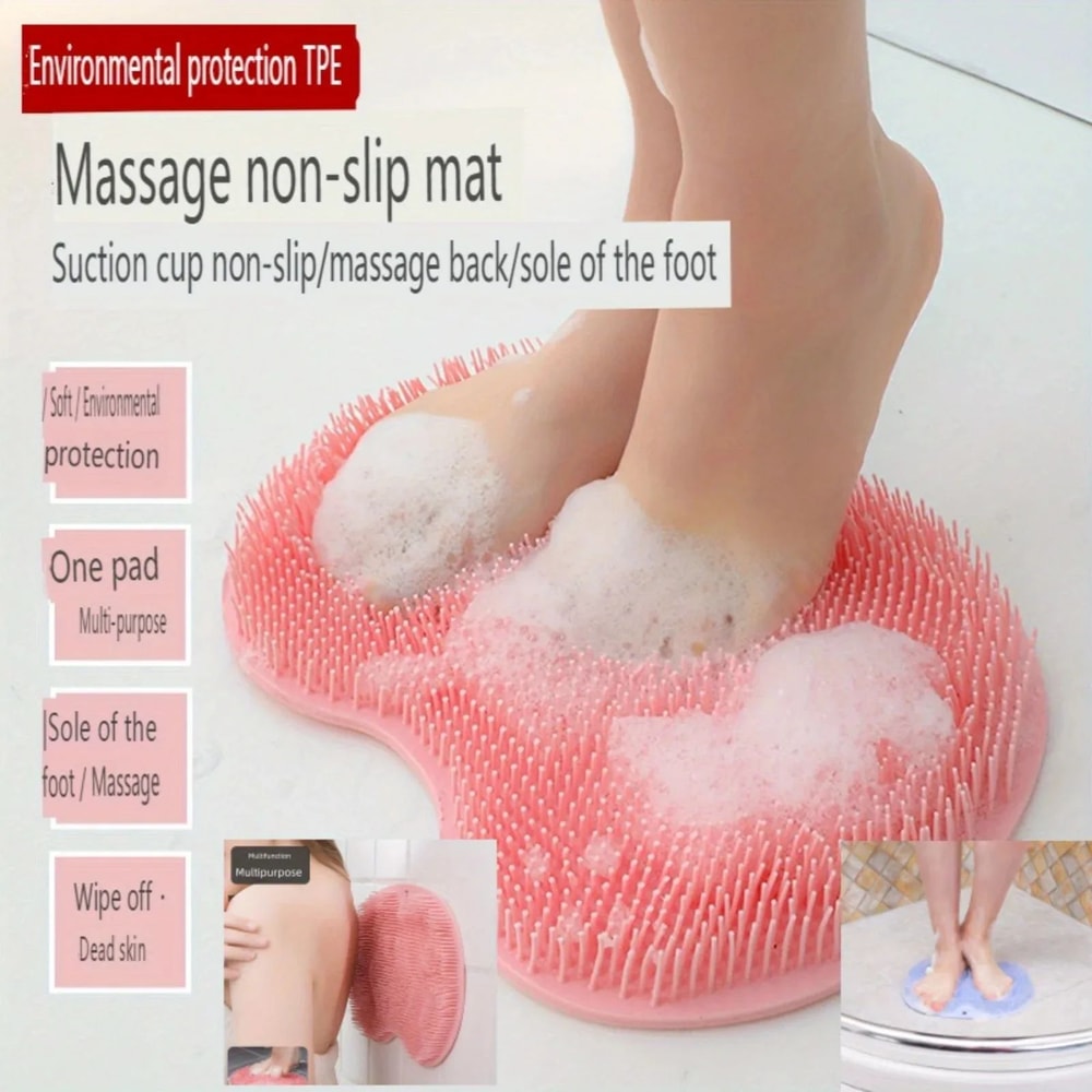 Exfoliating Foot Scrubber Mat AntiSlip Suction Cup Foot Brush Back Cleaner For Deep Cleansing 3