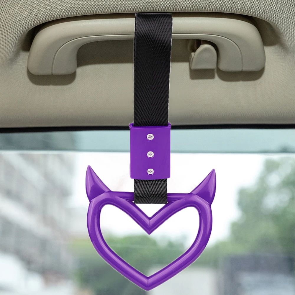 JDM Zurikawa Ring Handle Devil Heart Drift Charm Car Strap Interior Rear Bumper Warning Accessory 2
