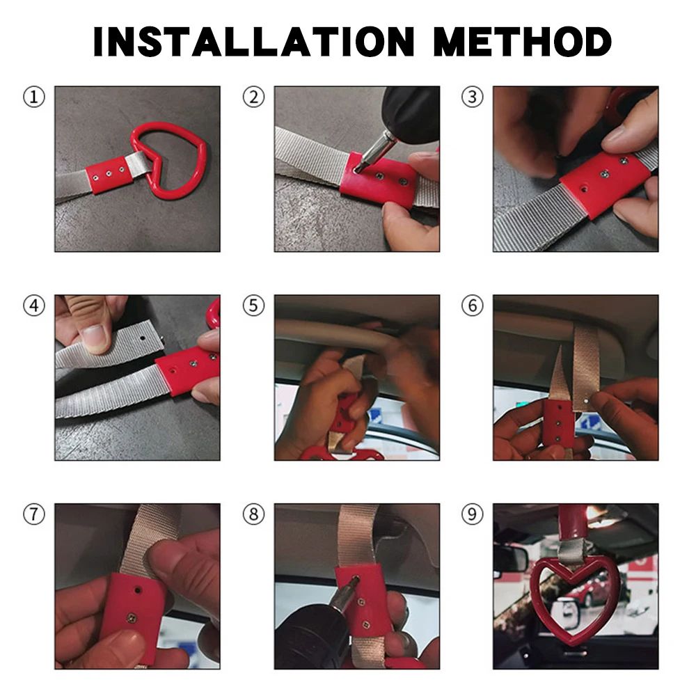 JDM Zurikawa Ring Handle Devil Heart Drift Charm Car Strap Interior Rear Bumper Warning Accessory 5