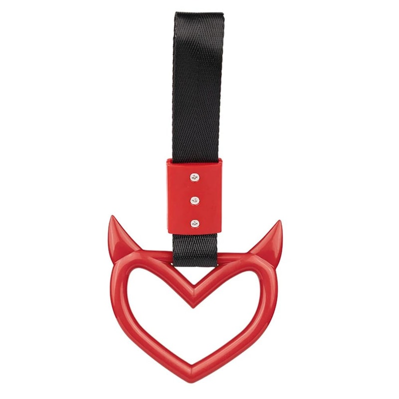 JDM Zurikawa Ring Handle Devil Heart Drift Charm Car Strap Interior Rear Bumper Warning Accessory 9