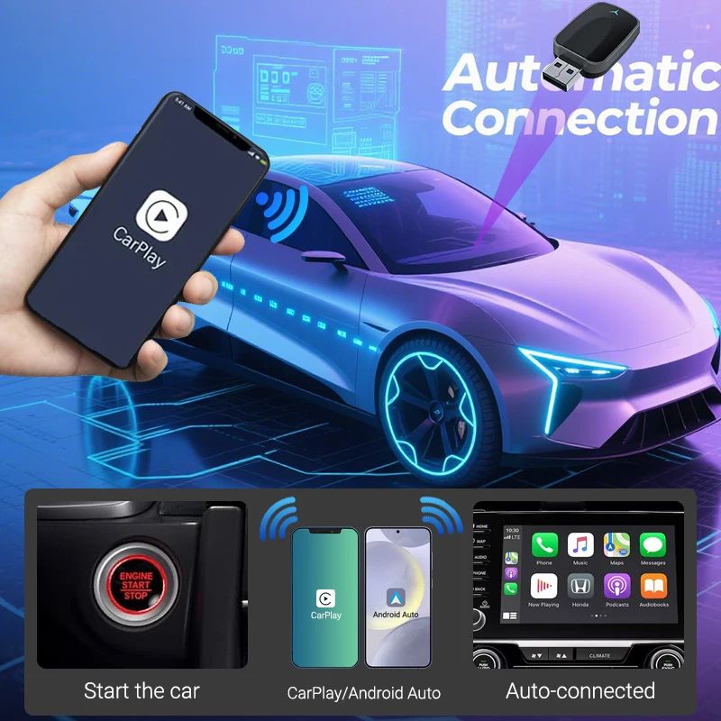 Wireless CarPlay Android Auto Adapter Mini Smart CarPlay Box Plug Play USB Converter 5