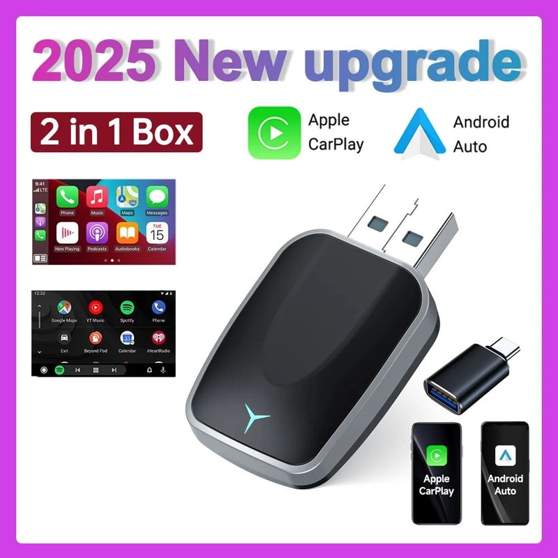Wireless CarPlay Android Auto Adapter Mini Smart CarPlay Box Plug Play USB Converter 8