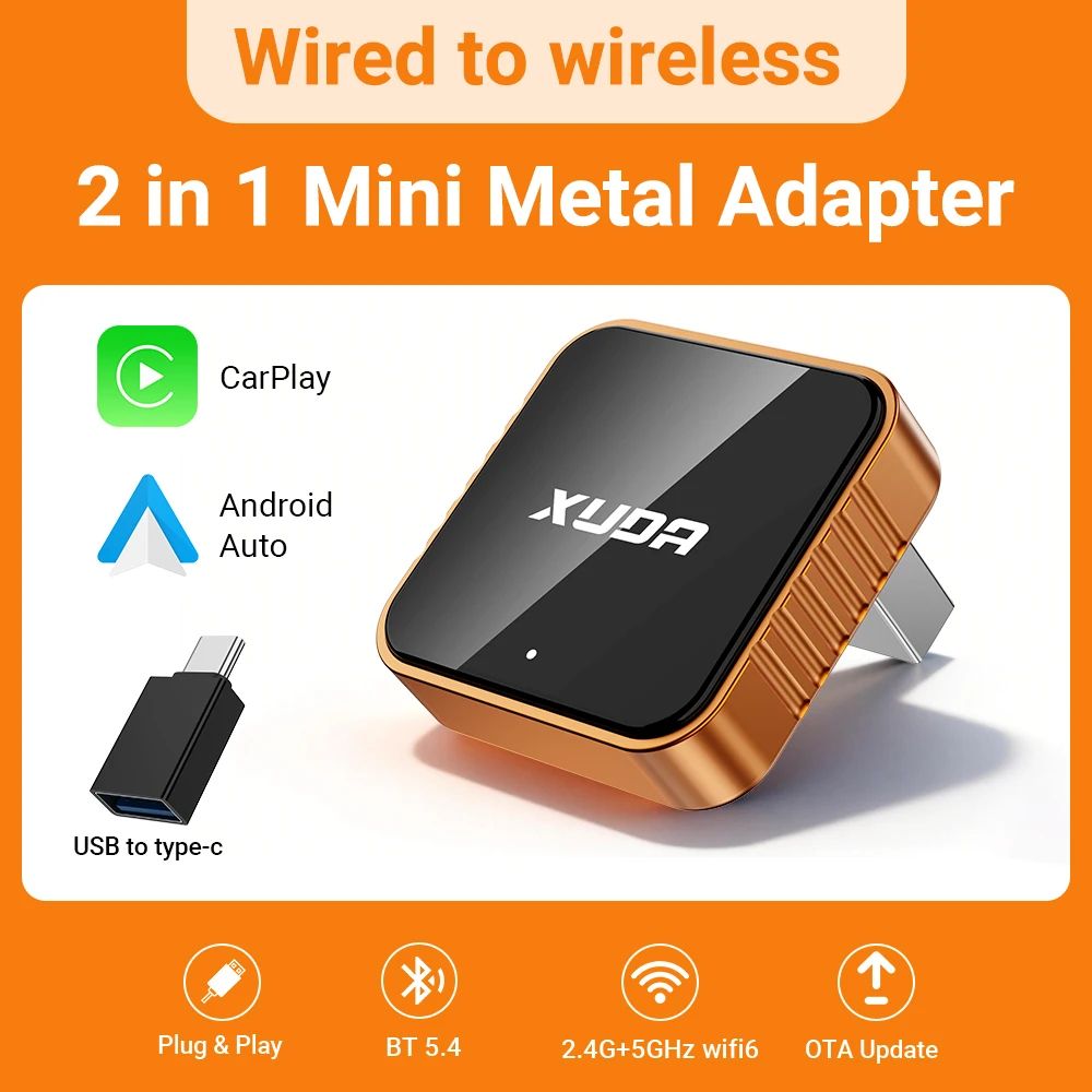 Wireless CarPlay Android Auto Adapter Mini Smart CarPlay Box Plug Play USB Converter 10