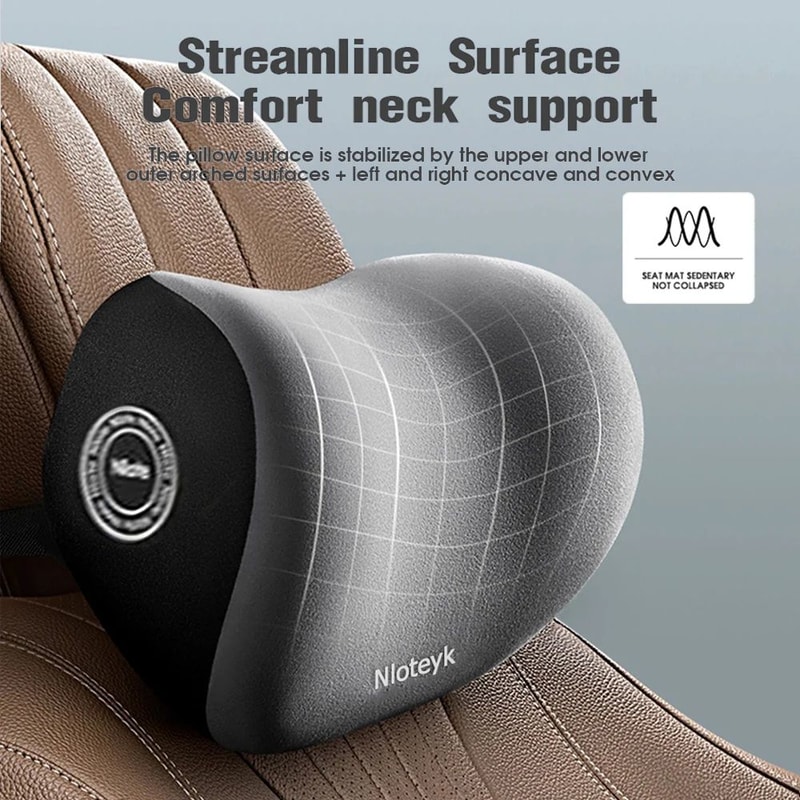 Memory Foam Car Neck Pillow Ergonomic Headrest Lumbar Support Cushion For Travel Comfort 4
