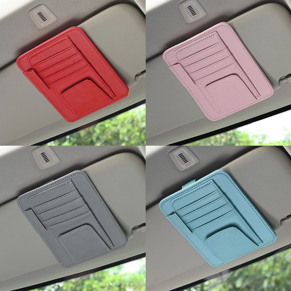 Car Sun Visor Organizer MultiPocket Storage Holder For Sunglasses Cards Auto Essentials 4