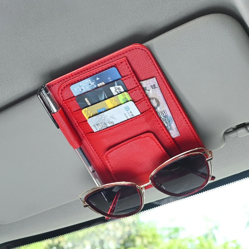 Car Sun Visor Organizer MultiPocket Storage Holder For Sunglasses Cards Auto Essentials 1