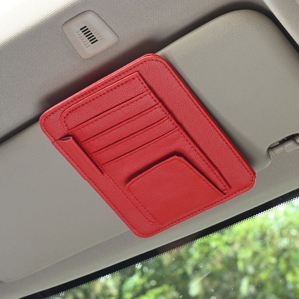 Car Sun Visor Organizer MultiPocket Storage Holder For Sunglasses Cards Auto Essentials 8