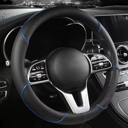 leather steering wheel cover – diamond pattern anti-slip universal 14.5–15 in car wheel protector