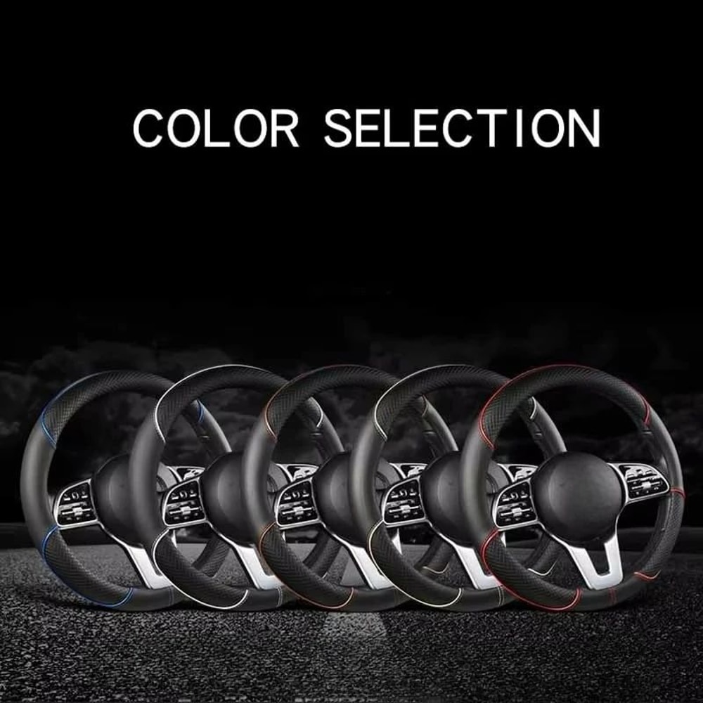 Leather Steering Wheel Cover Diamond Pattern AntiSlip Universal 14515 In Car Wheel Protector 3