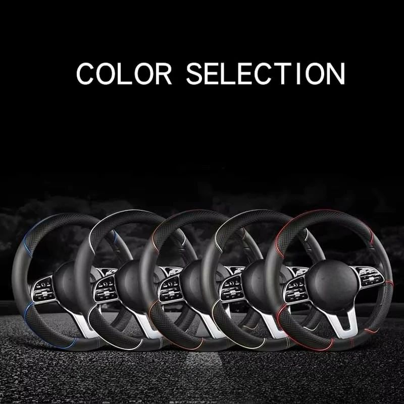 Leather Steering Wheel Cover Diamond Pattern AntiSlip Universal 14515 In Car Wheel Protector 3