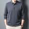Mens Waffle Knit Polo Shirt Long Sleeve Casual Letter Print Lapel Top 6