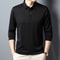 Mens Waffle Knit Polo Shirt Long Sleeve Casual Letter Print Lapel Top 10