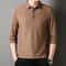 Mens Waffle Knit Polo Shirt Long Sleeve Casual Letter Print Lapel Top 11