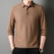 Mens Waffle Knit Polo Shirt Long Sleeve Casual Letter Print Lapel Top 11