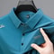 Mens Solid Polo Shirt Short Sleeve Business Casual Polo With Badge Breathable Summer Shirt 7