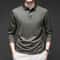 Mens Solid Polo Shirt Long Sleeve Business Casual Polo With Badge AntiWrinkle Breathable Shirt 1
