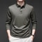 Mens Solid Polo Shirt Long Sleeve Business Casual Polo With Badge AntiWrinkle Breathable Shirt 1