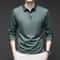 Mens Solid Polo Shirt Long Sleeve Business Casual Polo With Badge AntiWrinkle Breathable Shirt 2