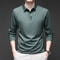 Mens Solid Polo Shirt Long Sleeve Business Casual Polo With Badge AntiWrinkle Breathable Shirt 2