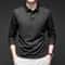Mens Solid Polo Shirt Long Sleeve Business Casual Polo With Badge AntiWrinkle Breathable Shirt 3