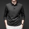 Mens Solid Polo Shirt Long Sleeve Business Casual Polo With Badge AntiWrinkle Breathable Shirt 3